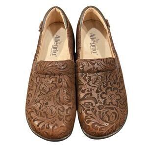 Allegria Keli Embossible Tawny Leather Shoe Brown Womens Size 5.5